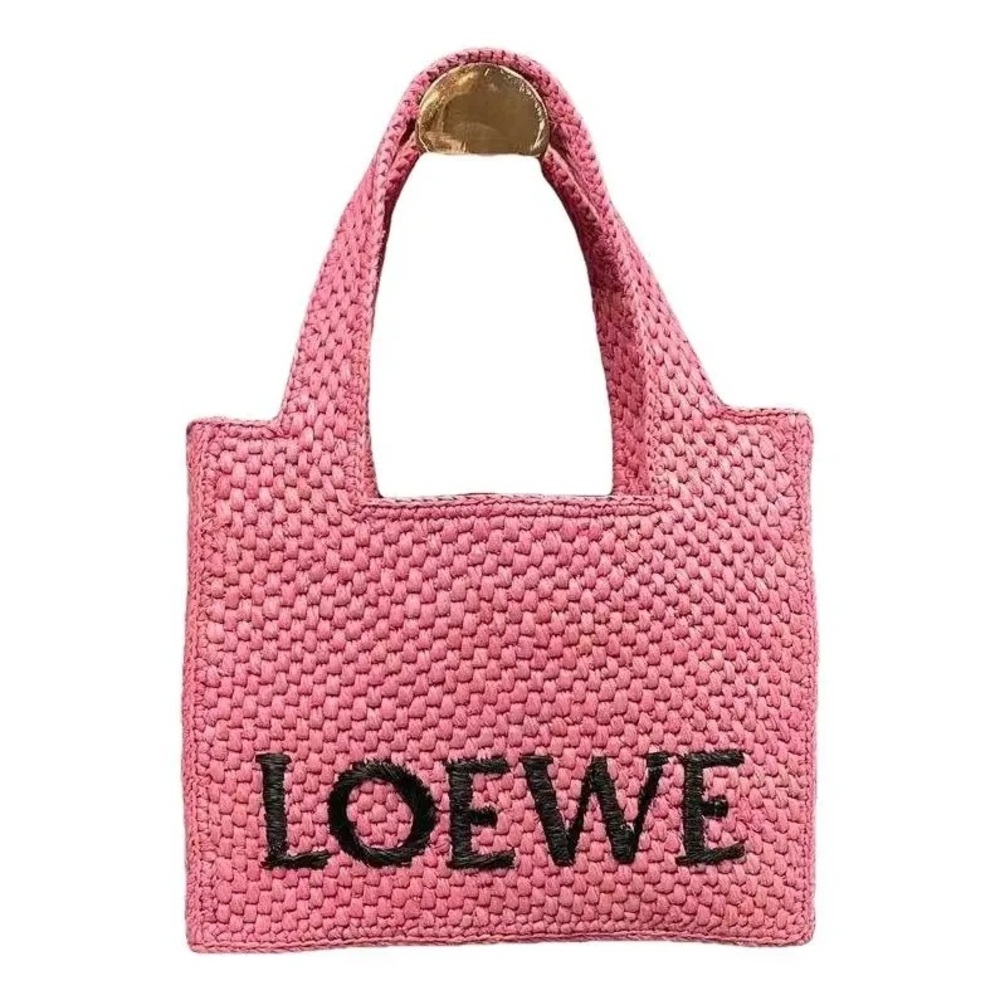 LoeweX Paula's Ibiza Mini Raffia Tote in Pink